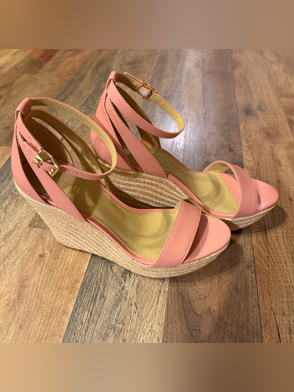Michael Kors Coral Pink Espadrille Wedge Sandals